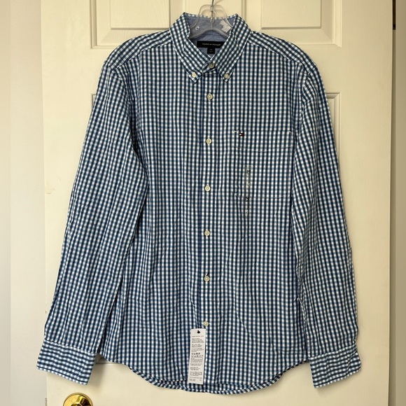 NWT Tommy Hilfiger Blue Gingham Button-Down Shirt M - Picture 2 of 16